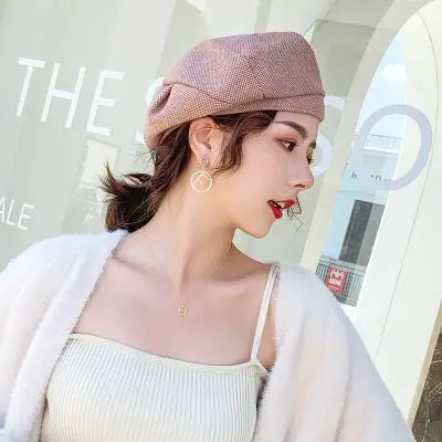 Cpop 6 моделей, 98% шерсть, ворсистые модные береты, высокое качество, Женские однотонные береты, Повседневная индивидуальная зимняя женская шапка в клетку - Цвет: A