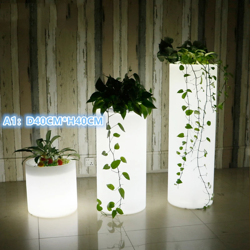 D40CM* H80CM Красочный Большой светодиодный ведерко для льда с подсветкой/светодиодный светящийся цветочный горшок для помещений Luminex уличная мебель