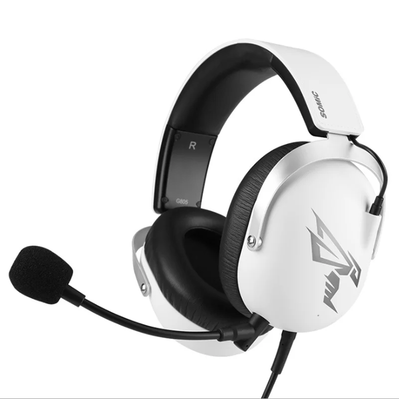 SOMiC G805 Esports Игровые наушники, стерео, виртуальная, 7,1, объемный звук, проводная, 3,5 мм, USB гарнитура с микрофоном для работы с компьютером - Цвет: white