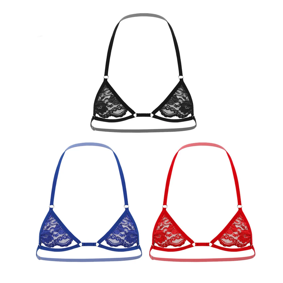 Men's Sissy Lace Spaghetti Straps Wire-free Mini Bra