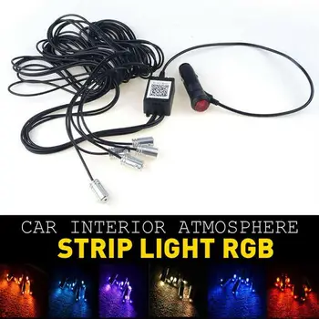 

LED Car Foot Light Ambient Lamp Wireless Remote Music Control Multiple Modes Automotive Interior Decorative Atmosphere Light