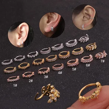 

Fashion 1PC Gold And Silver Color Tone CZ Helix Cartilage Hoop Earring for Women Gilrs Tragus Rook Snug Ear Piercing Jewelry
