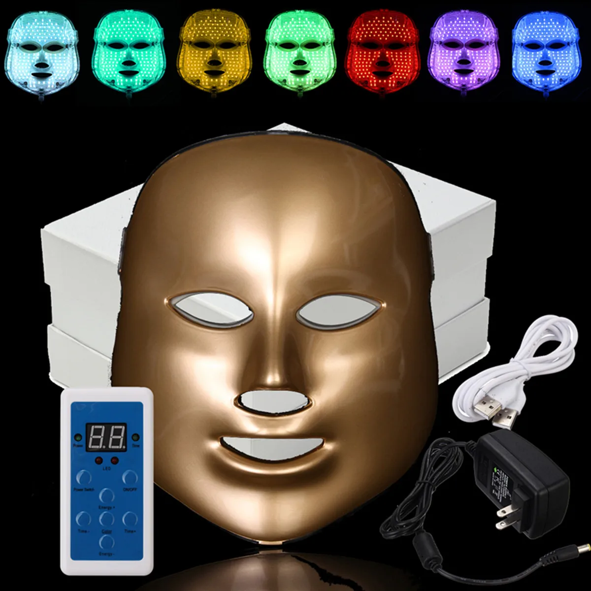 

LED Facial Mask Photon Therapy Face Mask Instrument Neck Skin Rejuvenation Anti Acne Wrinkle Beauty Treatment Salon Home 7 Color