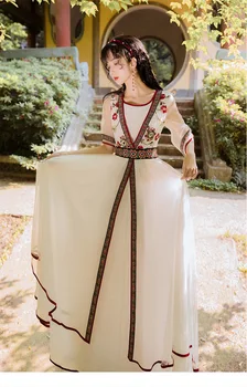 

Chinese Style Summer New Femme National Fairy Dress Traditional Hanfu Long Robe Embroidery Flare Sleeve Women's Vestido