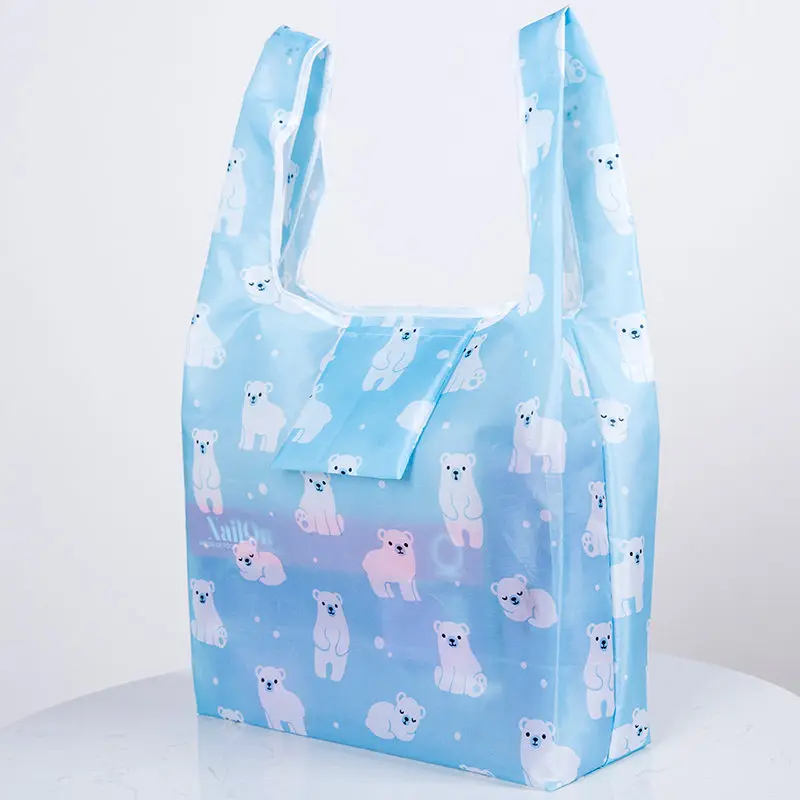 Новые водонепроницаемые нейлоновые многоразовые сумки для покупок, Женская Складная Сумка-тоут, переносная тканевая Эко сумка для продуктов, складная сумка, сумки - Цвет: FB lanxiong