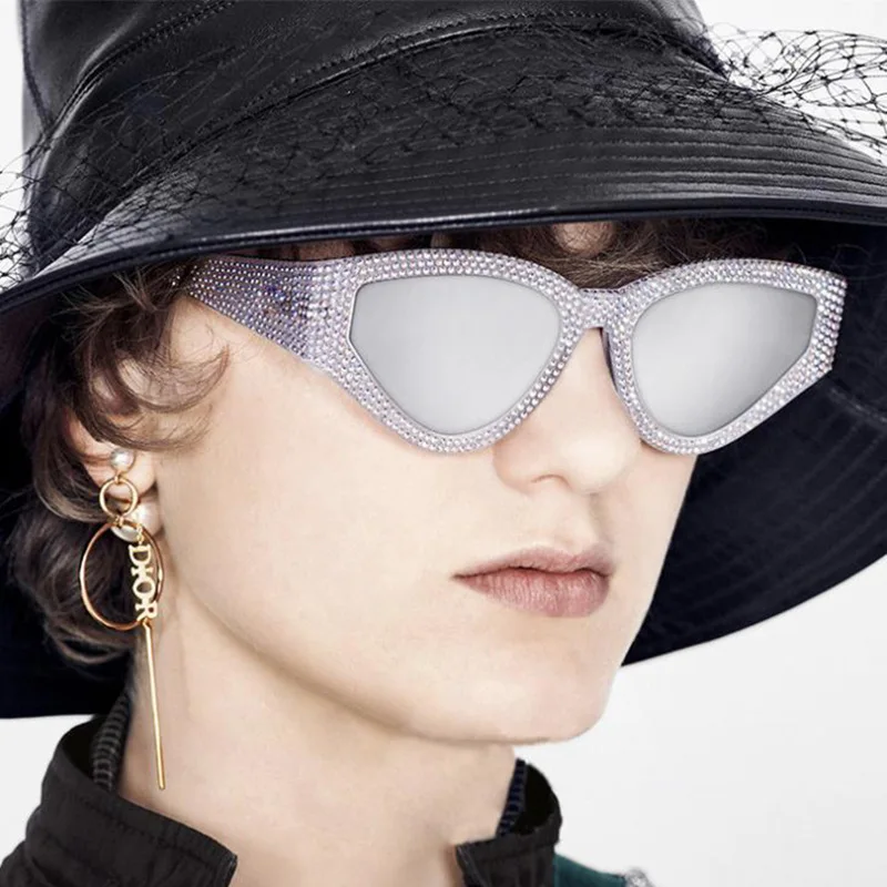 Новые 2020 алмазные солнцезащитные очки для женщин и мужчин роскошные кошачий глаз