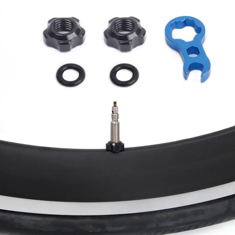 

Bicycle Presta Valve Cap Presta Valve Nuts Aluminum Alloy Road Bike Mtb Fixed Nut Valve With Wrench Bike Accessories Valve Tools