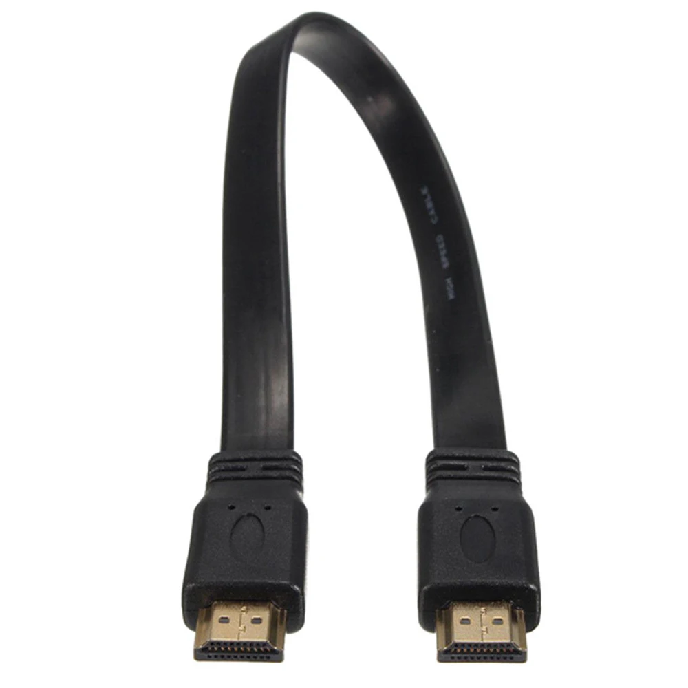 Черный короткий HDMI штекер плоский кабель Шнур Full HD для аудио-видео HDTV