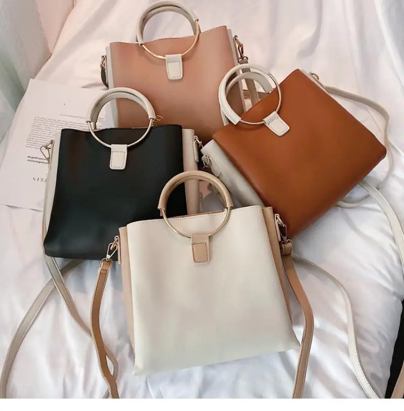 Купить Elegant Shoulder Bag Large Capacity Soft Surface Colour Crossbody Contrast color Bucket Bags Purses And Handbags With Handle  | Отзывы и видеообзор (4001104787635)