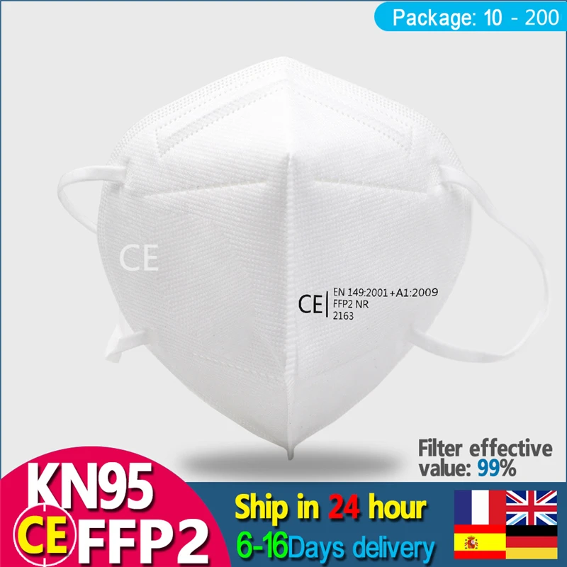

50PCS FFP2 Face masks CE protective mask pm2.5 hygiene mask Fast delivery sport mask respirator mask KN95 mouth mask PM009