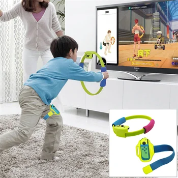 

40cm Adjustable Elastic Leg Strap Mini Ring-Con Pilates Circle with Ring-Con Grips for Nintend Switch Joy-Con Ring Fit Adventure