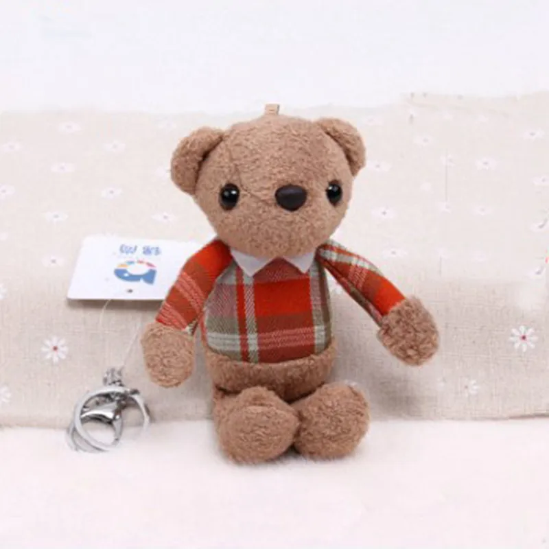 High Quality Teddy Bear Plush Toy Bag Pandent Doll Backbag Pandent Plush Toy Keychain Doll Gift For Girls 15.5cm 12pcs/lot - Цвет: C