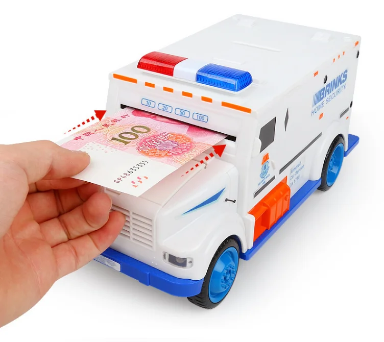 Fingerprint Password Cash Truck Car Piggy Bank Kids Money Box Coin Paper Bank Safe Saving Storage Box Alcancias Music Toy Gift