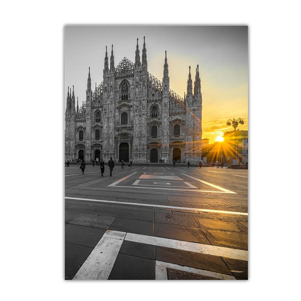 Nordic-Style-Black-White-Tower-Street-Lamp-Canvas-Painting-Modern-City-Building-Combination-Posters-Living-Room