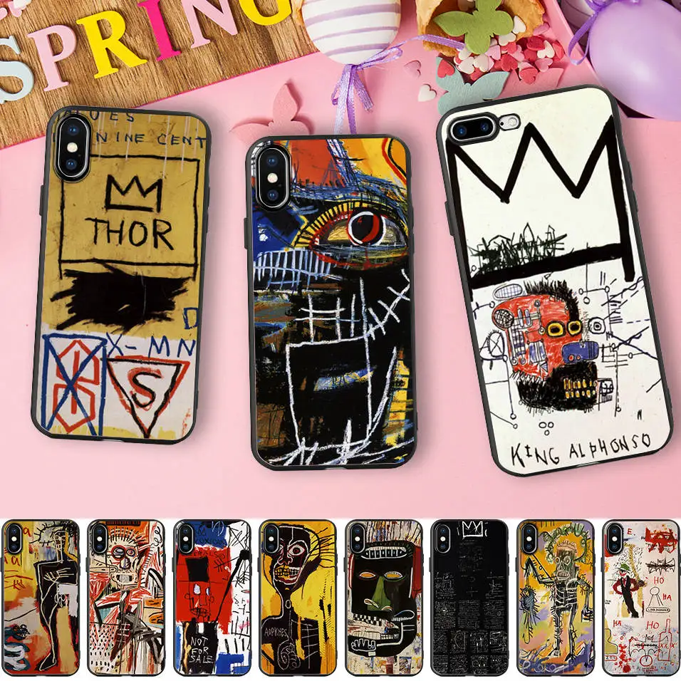 Jean Michel Basquiat Чехлы для iPhone 7 8 чехол граффити Корона Тор силиконовый телефона 6S Plus 11