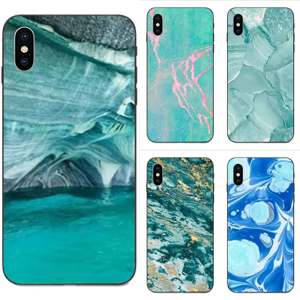 Бирюзовый мраморный гранит для Apple iPhone 4 4s 5 5S SE 6 6S 7 8 Plus X XS Max XR мягкий