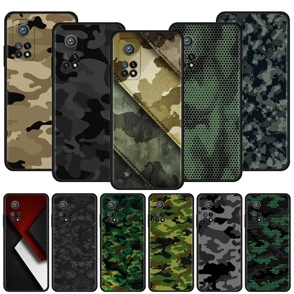 Силиконовый чехол для Xiaomi Mi 12 10 10T Pro 5G 12X 11 Note 8 A2 Lite 9 SE 9T CC9E камуфляжный армейский в