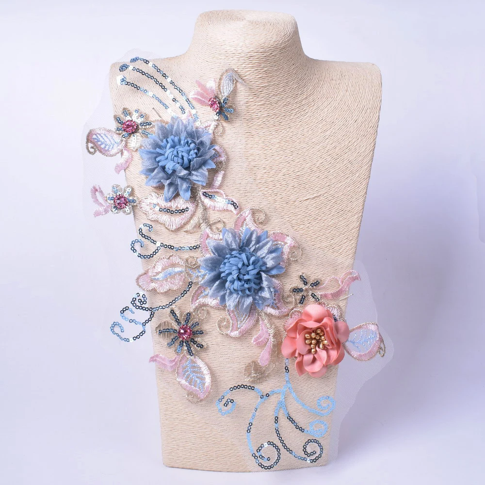 Embroidery Flower Patch Applique For Evening Dress Diy ClothingCostumes Decoration Sew On Accessories Patches Scrapbooking