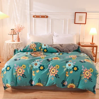 

Quilt Cover Home Winter Warm Duvet Cover Cotton and Crystal Velvet Comforter Case Nordic Style Bed Set 220x240cm Double Queen
