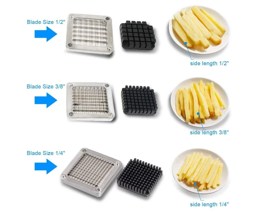 Stainless Steel Cutting Fries Machine Apple Fruit Vegetable Cutter Slicer w/ 4 Blades Stainless Steel Fruit Potato Slicer D25