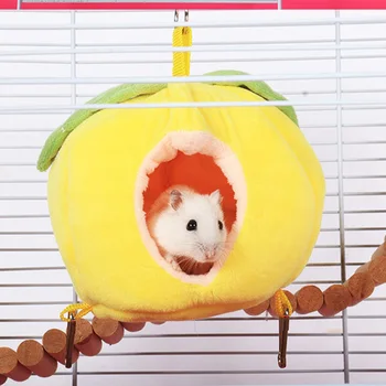

Pet Hammock Winter Warm Fruit House Hedgehog Home Guinea Pig Hamster Living Nest Sleeping Chinchilla Hanging Bed Plush Washable