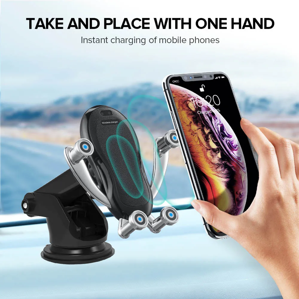 Automatic Clamp 10W Fast Car Wireless Charger for Samsung S10 S9 iPhone 11 Pro XS XR X 8 Qi Infrare