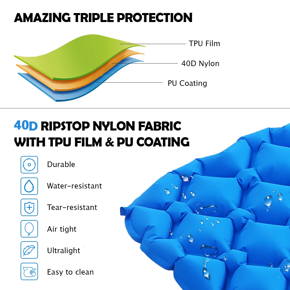 Сверхлегкий походный коврик, наружная надувная подушка, спальный коврик, матрас для кемпинга, пешего туризма, путешествий