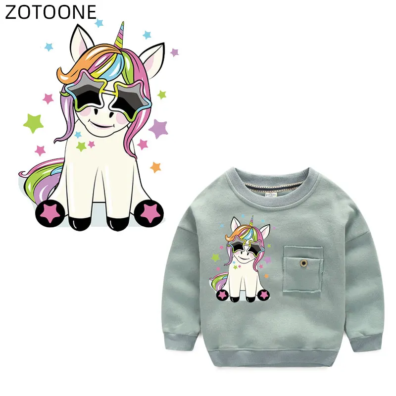 ZOTOONE мультфильм нашивка единорога Переводные железные для мешка подушки Одежда