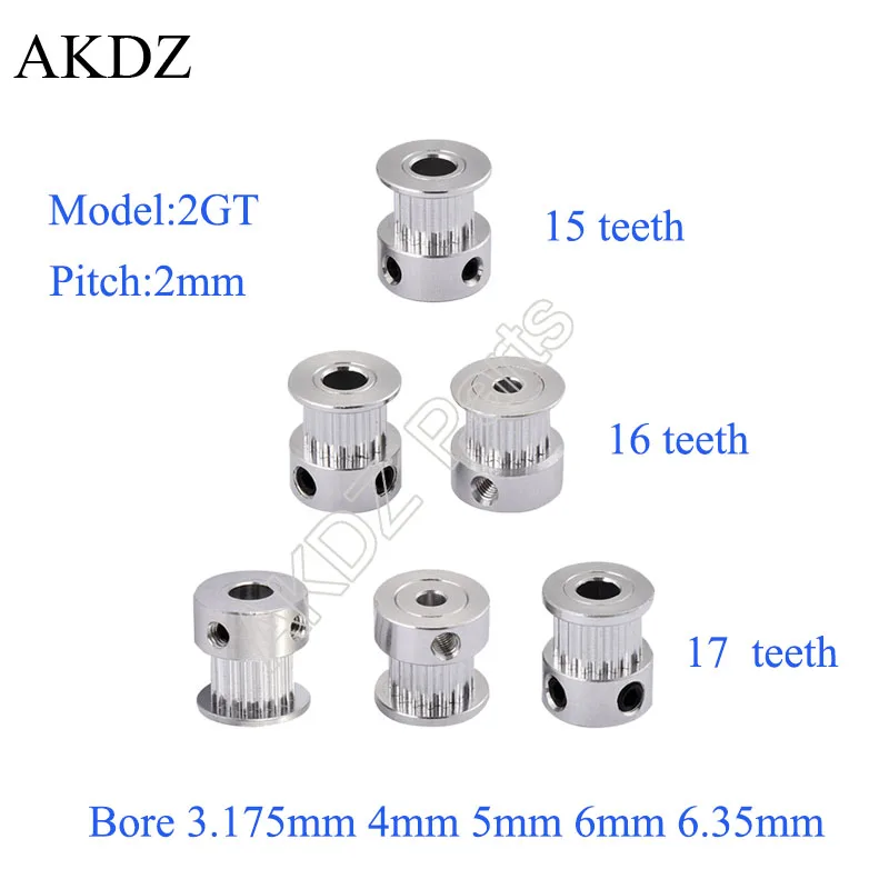 2GT 15 16 17 20 teeth 2GT Timing Pulley Bore 4/5/6mm for GT2 Open Synchronous belt width 6mm small backlash 15 16 17Teeth 16T 3d printer accessories,timing belt pulley,timing pulley