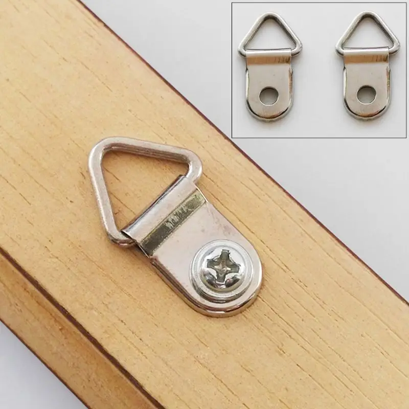 100pcs D Ring Hanging Picture Frame Strap Hanger Hooks Oil Painting Mirror Hanger 100 Screws Picture Frame Hangers