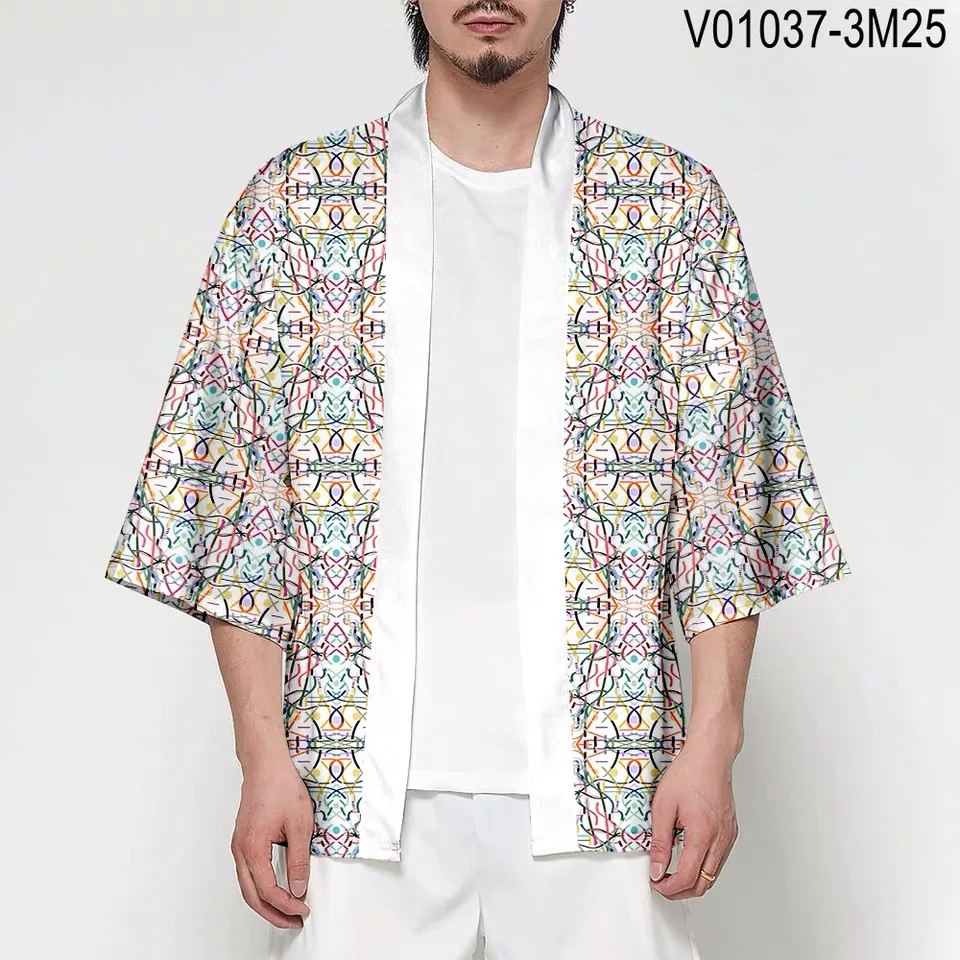 Японское кимоно юката Haori 3D печать Косплей женщин/мужчин мода лето Повседневная крутая короткий рукав - Цвет: J