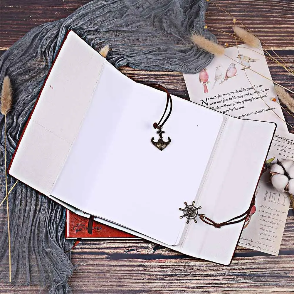 

Retro Notebook Stationery PU Cover Gift Journal Diary Blank Vintage Jotter Loose-Leaf With String Notepad Travel Writing