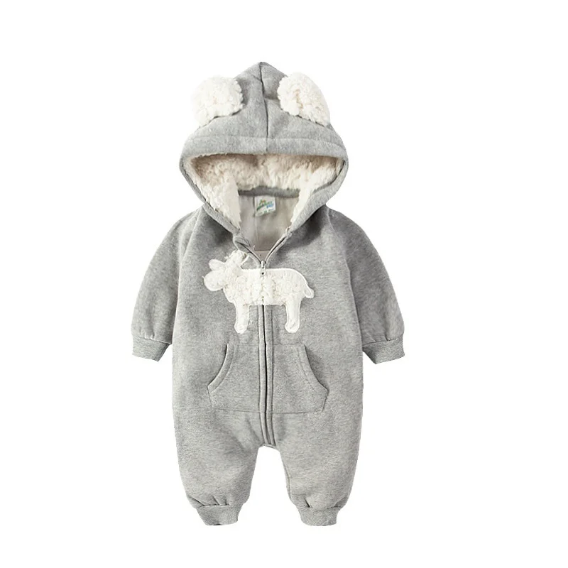 Осенний комбинезон для новорожденных; зимняя одежда для младенцев; комбинезон для маленьких мальчиков и девочек; костюм с капюшоном; плотная теплая верхняя одежда для малышей - Цвет: A2-Mohair