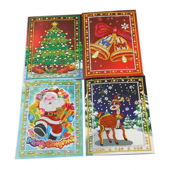 

Diamond Painting Christmas Greeting Cards Diamond Cartoon Mini Santa Claus Merry Christmas Paper Cards Craft Gift