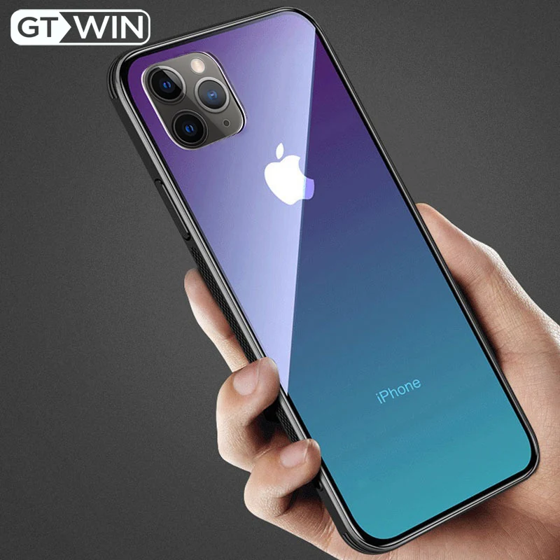 GTWIN Gradient Tempered Glass Case For iphone X XS XR 11 Pro Max on the 6 6s 7 8 Plus Phone Cases Protective Fundas |