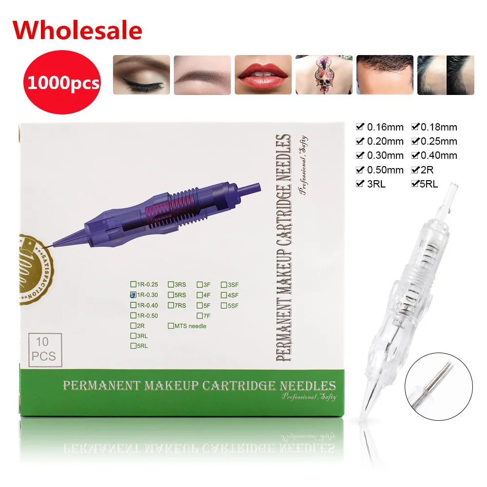 

Biomaser 1000PCS Revolution Tattoo Needles Permanent Makeup Catridges For Tattoo Machine Kit Eyebrow Needle 1R,3RL,RS Wholesale