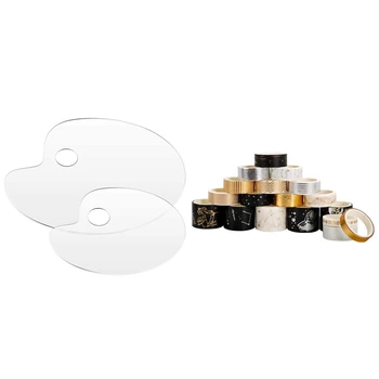 

20 Pcs/Set Gold Foil Washi Tape Glitter Washi Tape Set with 2 Pcs Clear Acrylic Paint Palette