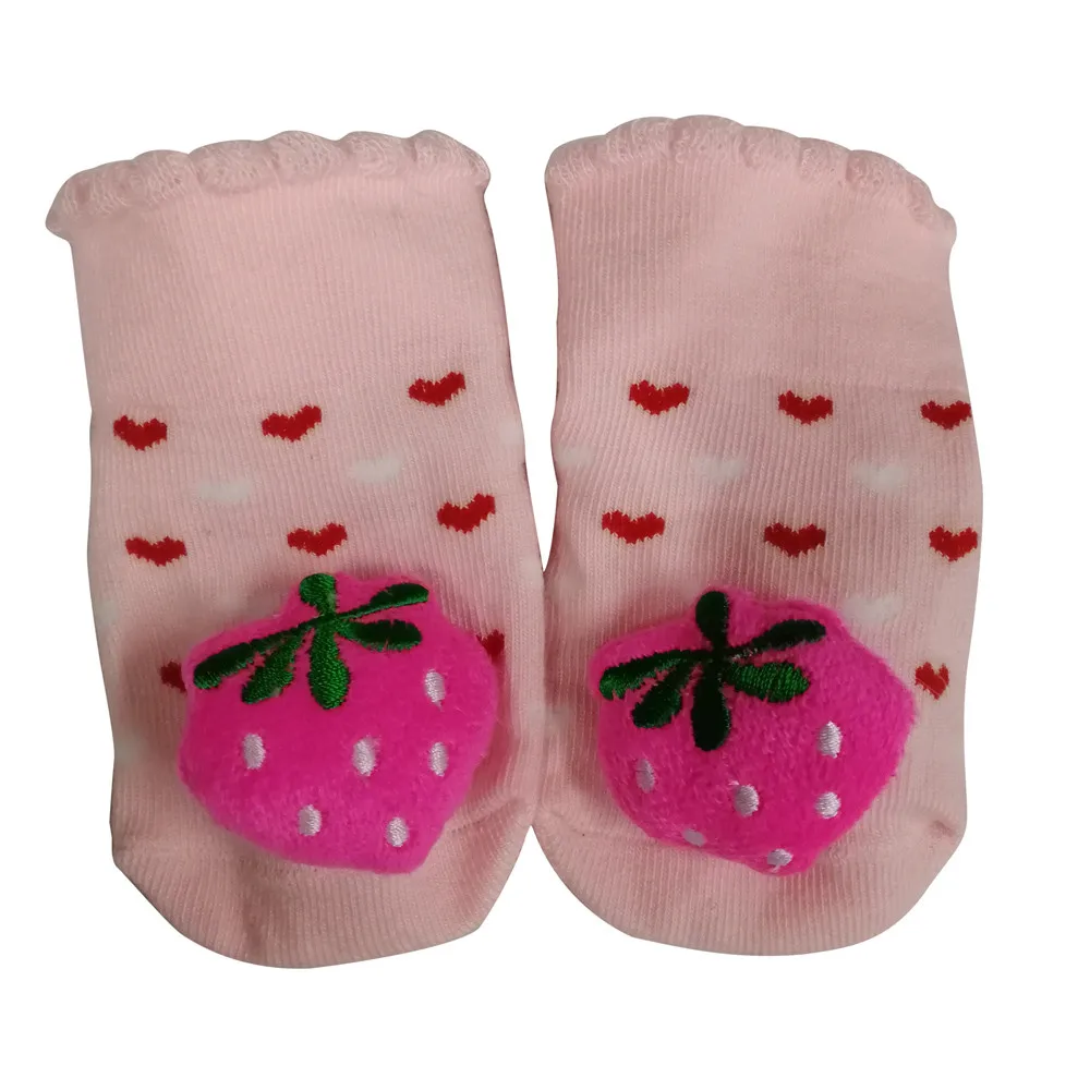 Носки с милым рисунком для новорожденных девочек и мальчиков, противоскользящие носки, тапочки, высокое качество, носочки для новорожденных - Цвет: E