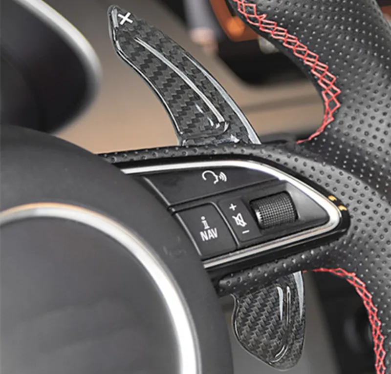 Реальные углеродного волокна руль сдвиг Paddle расширение для Audi A3 RS3 A5 RS6 A4L A6L R8 A7 Q3 A8 Q5 S5 Q7 S6 TT S7 TTS S8