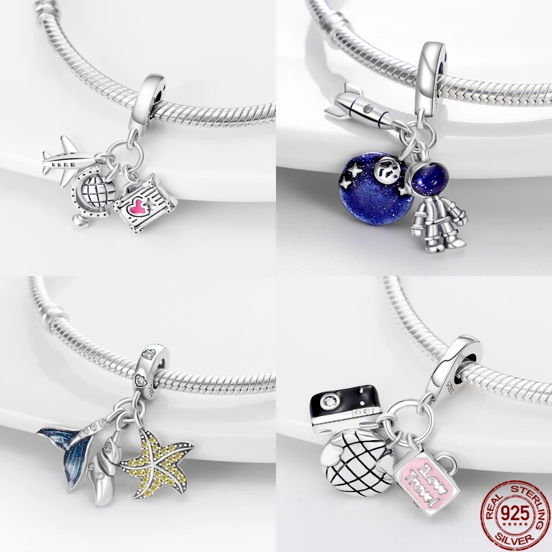plata charms of ley 925 original Fits original pandora bracelet 925 silver women pendant jewelry galaxy starry sky charms beads