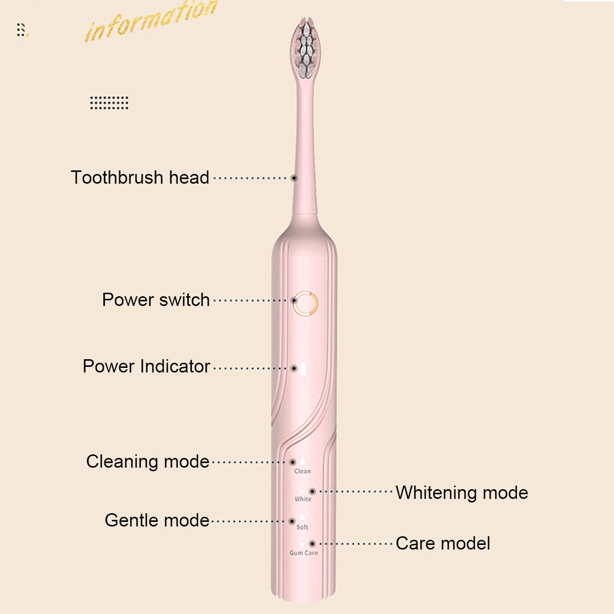 Sonic escova de dentes elétrica com luz azul clareamento e antibacteriano recarregável à prova dwaterproof água 4 escovas substituição cabeças