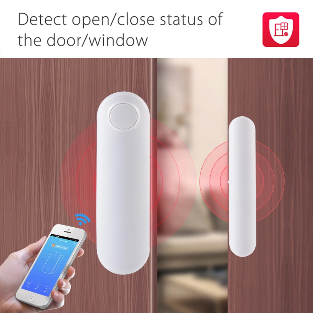 WiFi Smart Door Window Sensor APP Notification Alerts Home Alarm Security Detector, Compatible With Alexa Google Home