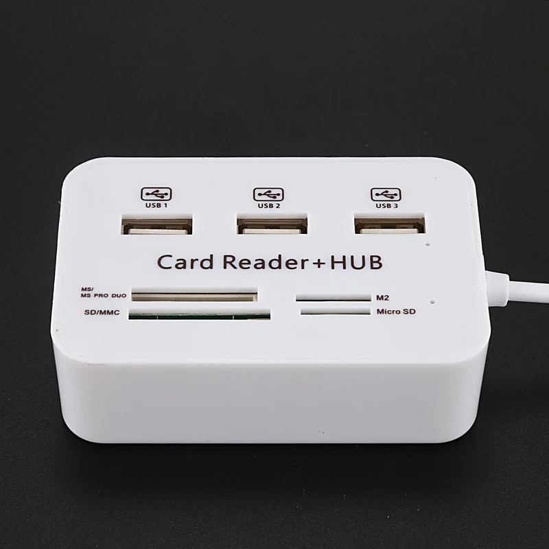 3 порта USB 2,0 концентратор мульти-карт ридер для Sd/mmc/m2/MS Mp-все в одном(белый