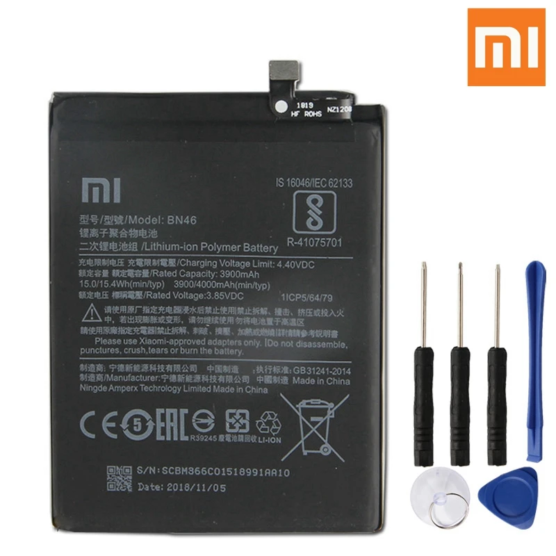 

Xiao Mi Original Replacement Phone Battery BN46 For Xiao mi Redmi 7 Redmi7 Note 6 Note6 Authenic Battery With Free Tools 4000mAh
