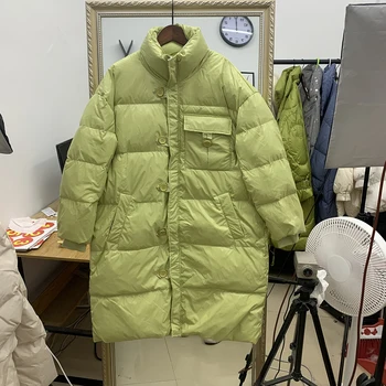 

2020 New Style for Winter Lightweight down Coat Female Long White Duck down Loose and Plus-sized Thickened Stand Collar Jacket