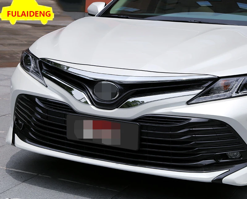 2 шт. для Toyota Camry- L LE XLE углеродное волокно ABS хром передняя крышка обрамление чехла капота аксессуары для стайлинга автомобилей