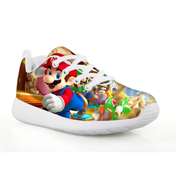 Повседневная детская обувь; кроссовки Mario для детей; удобная дышащая обувь на шнуровке для мальчиков и девочек
