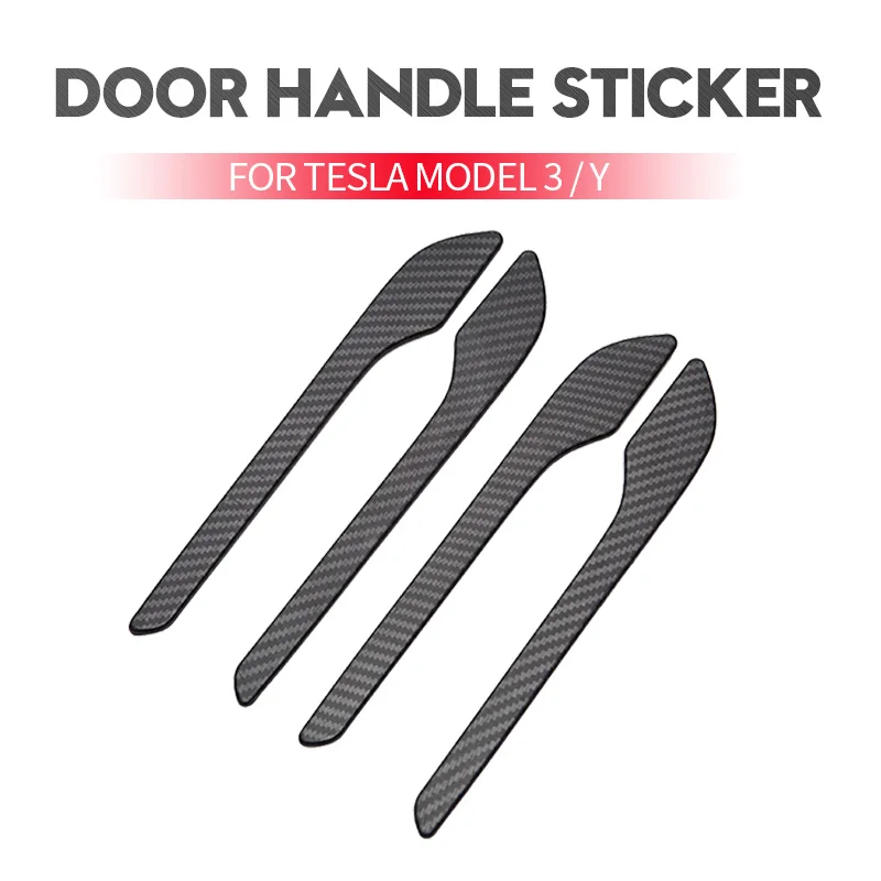 4 pçs para tesla modelo 3/y 2017-2021 porta do carro lidar com capa envoltório kit protetor adesivo decalque superior durável abs acessórios do carro