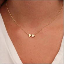 Буквы Алфавита имя A-Z слайд с подвеской в виде сердца позолоченная металлическая цепь для женщин ожерелье подарок