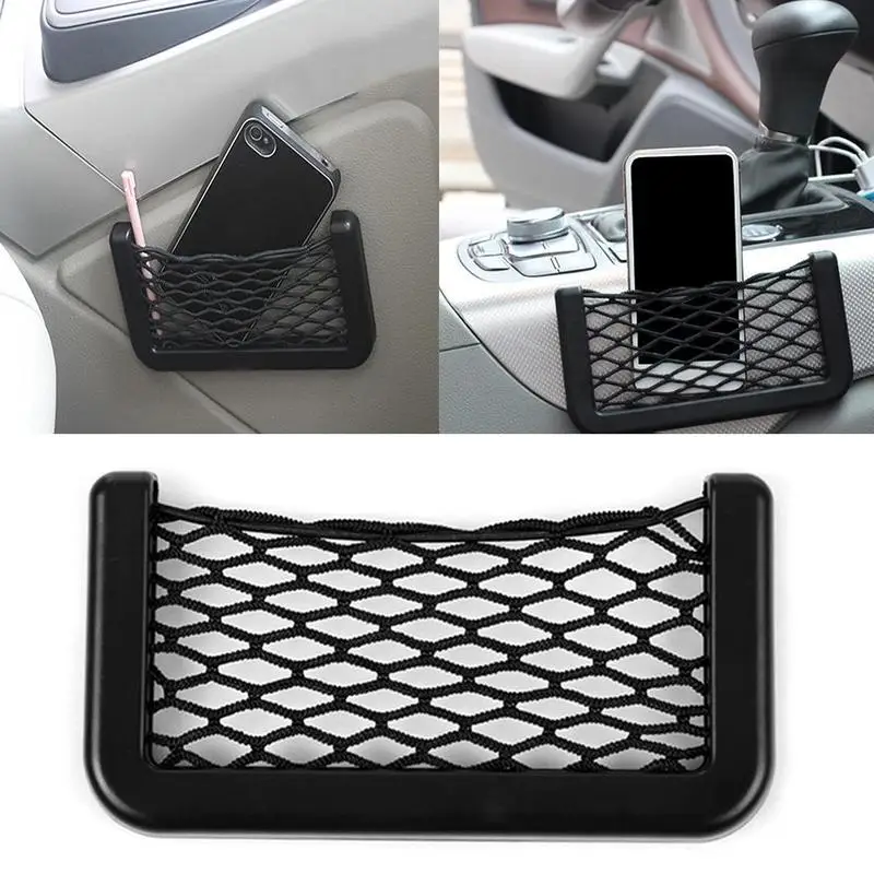

Vehicle Net Pocket Car Seat Side Back Storage Net Elastic Rope Bag Wallet Phone Mesh Pocket Sundries Collection Organizer Bag
